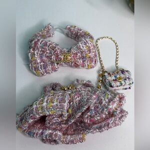 Chic Tweed Doll Outfit with Purse